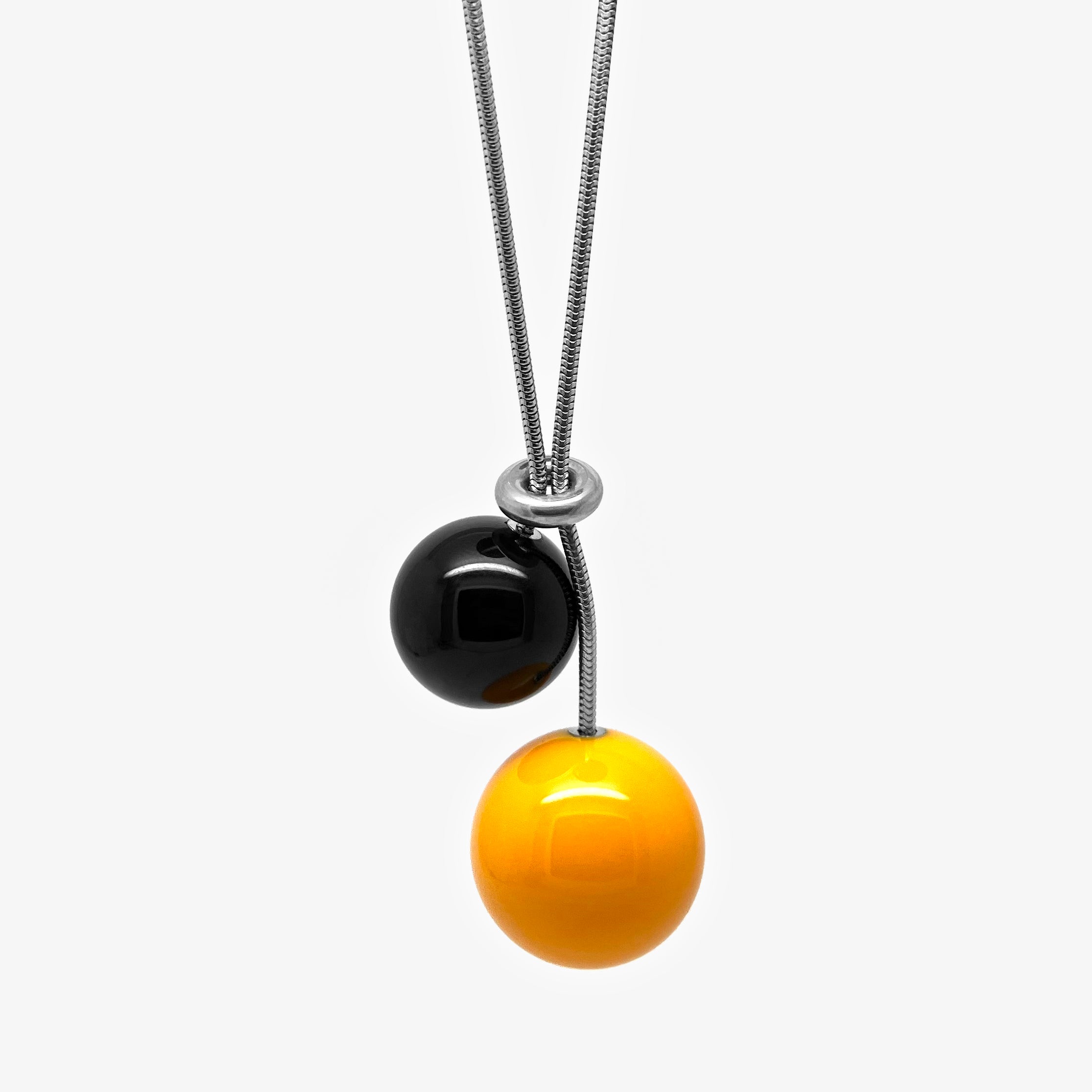 DOUBLE BALL NECKLACE - YELLOW & BLACK